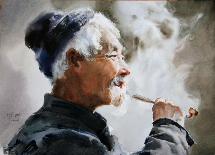 Smoking old man