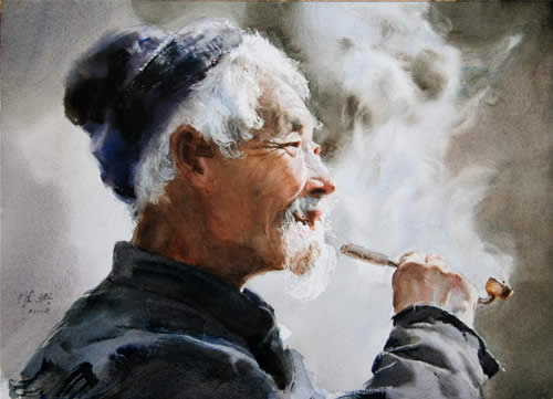 Smoking old man